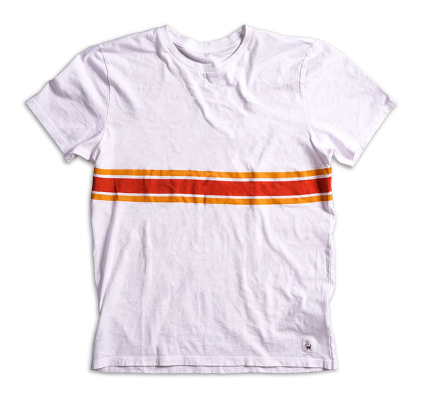 3 Stripe Comp T-Shirt - White & Paprika / Gold