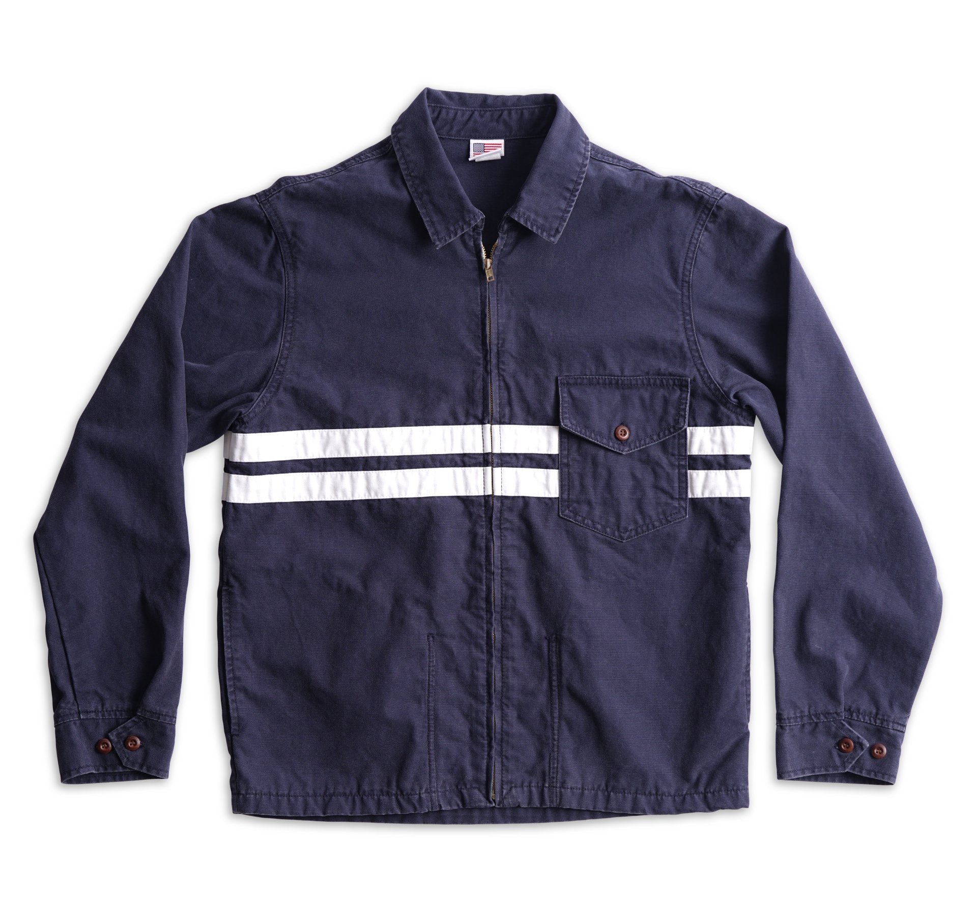 Men's Stone-Washed Canvas Jacket - Navy & White