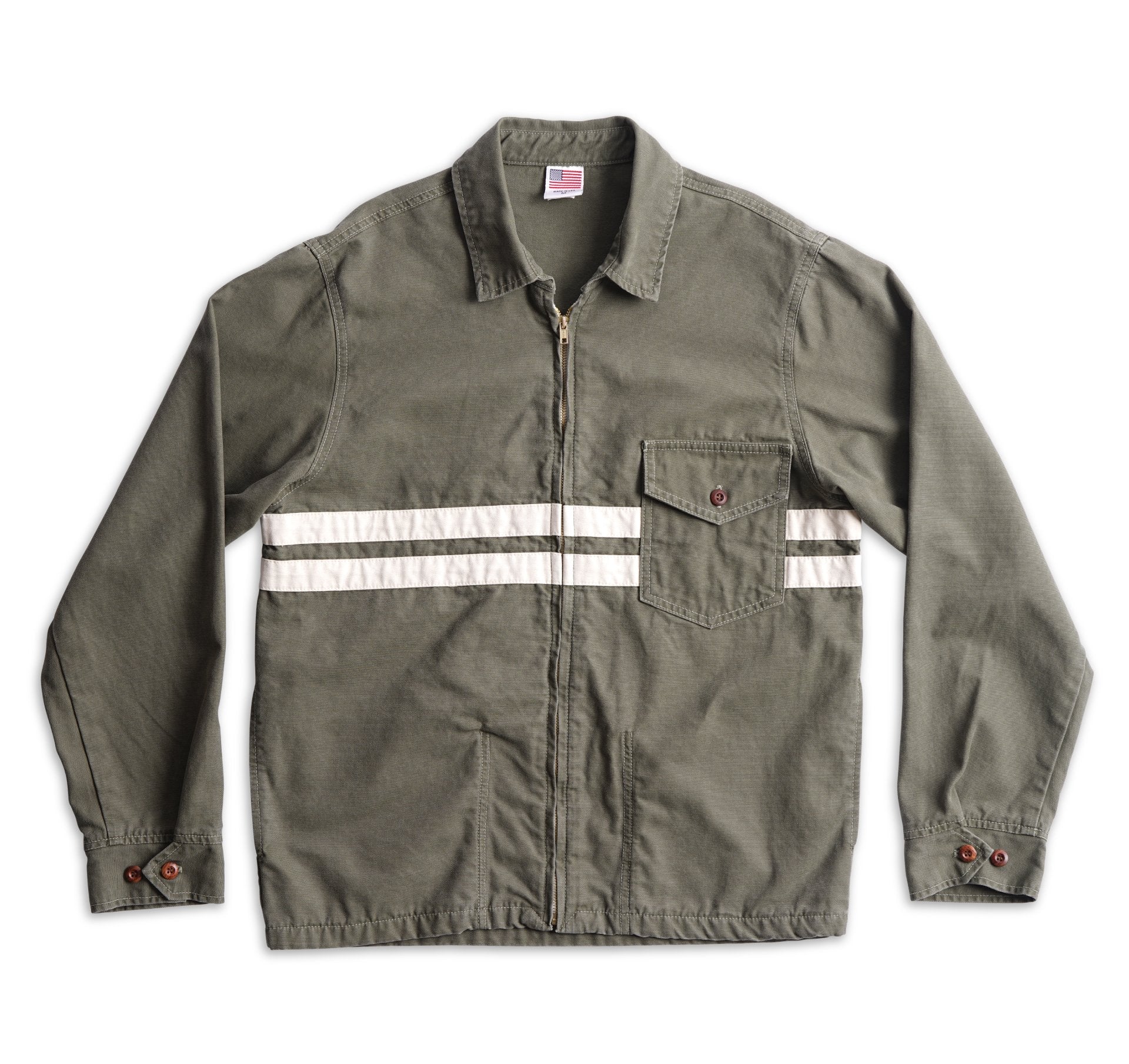 Men's Stone-Washed Canvas Jacket - Olive & Natural