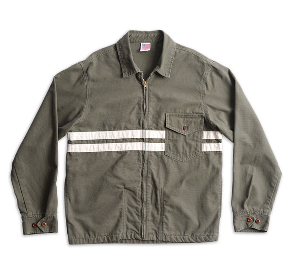 Men's Stone-Washed Canvas Jacket - Olive & Natural