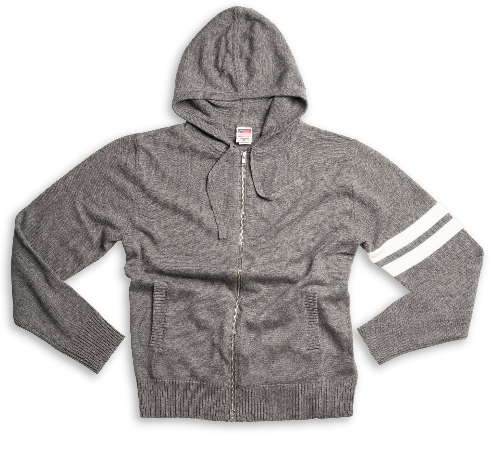 Merino-Blend Hoodie – Grey & White
