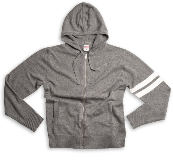 Merino-Blend Hoodie – Grey & White