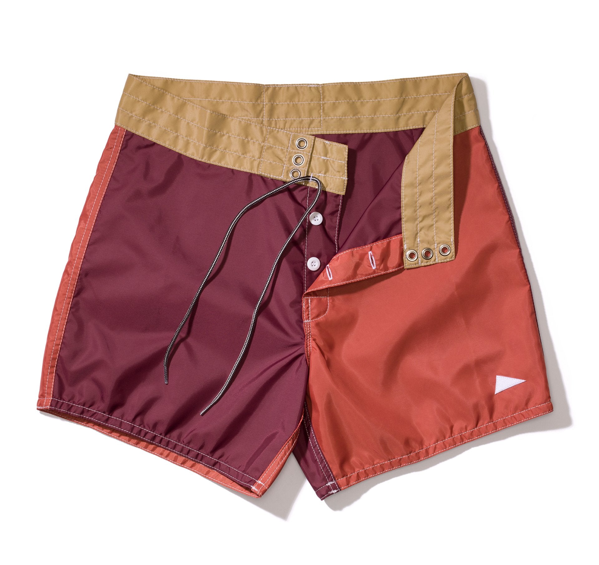 310 Pilgrim Surf + Supply Tritone Board Shorts – Burgundy / Paprika / Tan