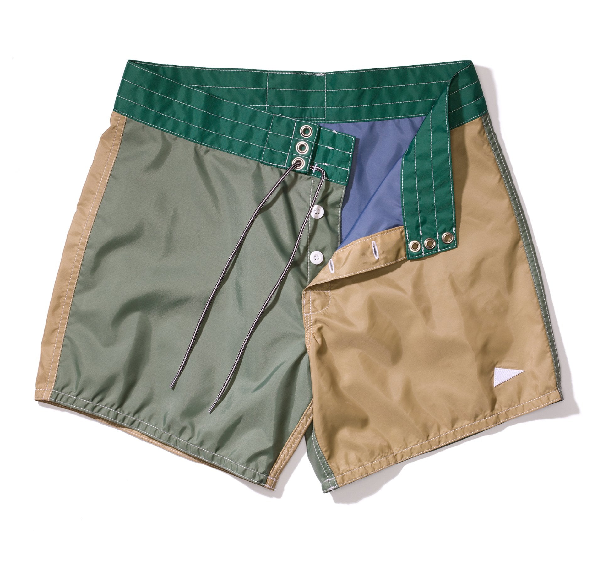 310 Pilgrim Surf + Supply Tritone Board Shorts – Olive / Tan / Kelly Green