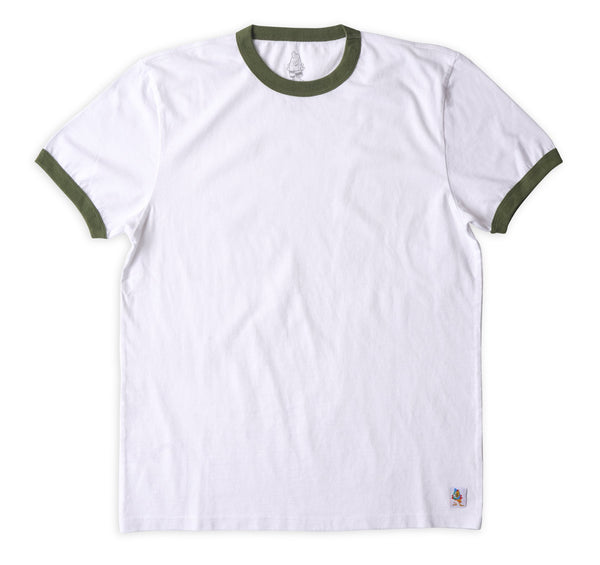 Men's Ringer Tee - White & Olive