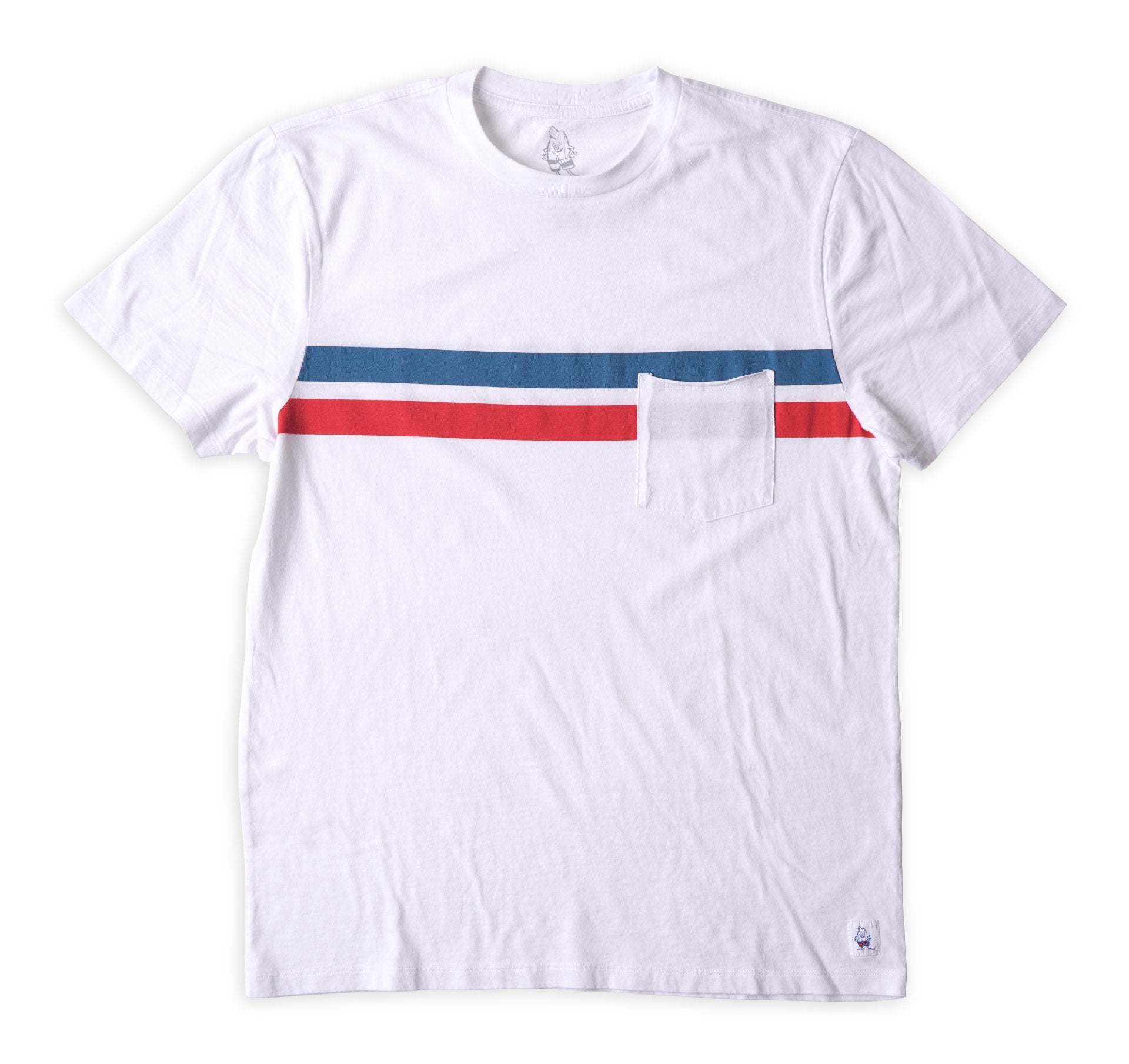 Comp Stripe T-Shirt - White & Turquoise / Red