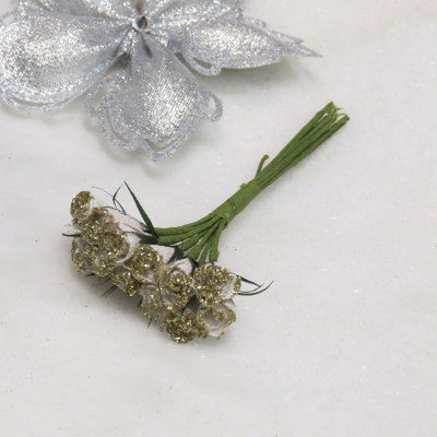 Floral Accent Glittered Rose Set of 12