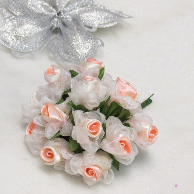 Floral Accent Satin Rose with Tulle Set of 12
