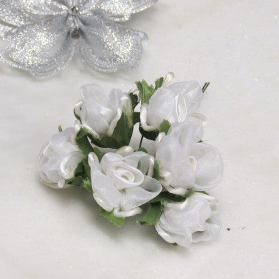 Floral Accent Satin Rose with Tulle Large Set of 6
