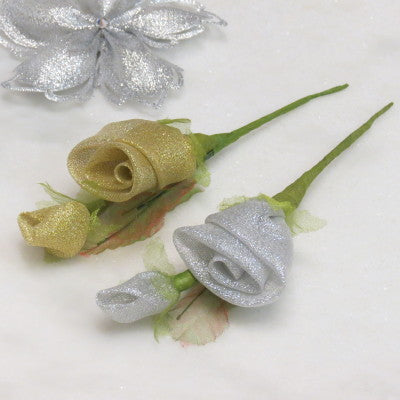 Floral Accent Organza Rose Metallic