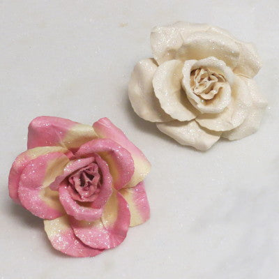Floral Accent Rose Glittered Large