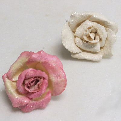Floral Accent Rose Glittered Medium