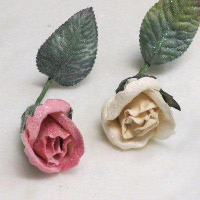 Floral Accent Rose Glittered Small