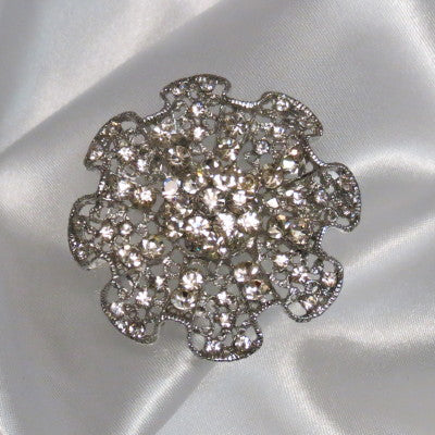 Rhinestone Brooch Ruffle Large