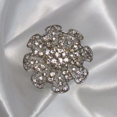 Rhinestone Brooch Ruffle Medium