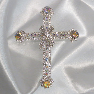 Rhinestone Brooch Cross