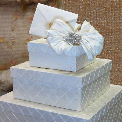 3-tier Square Envelope Box Ivory