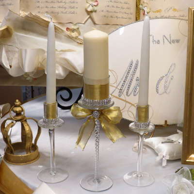 Candle Unity Set - Metallic Gold w/ Rhinestone
