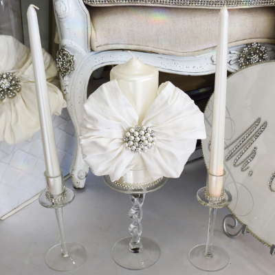 Candle Unity Set - White Silk & Pearls