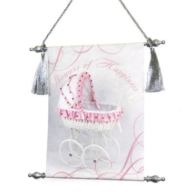 Canvas Keepsake Scroll - Showers of Happiness Pink Carriage