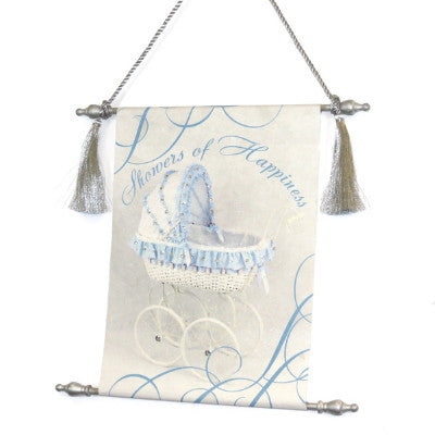 Canvas Keepsake Scroll - Showers of Happiness Blue Carriage