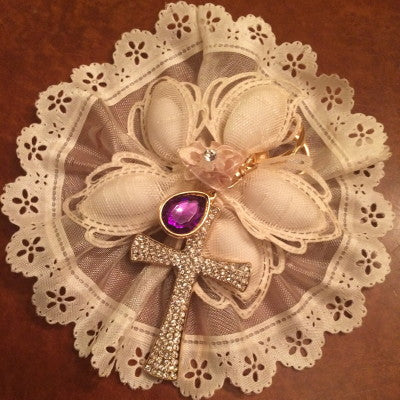 CRF Ariel Rosette with Velo Ruffle + Cross Keychain