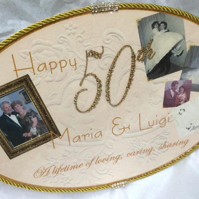 Keepsake Plaque - Custom Anniversary w/ Pictures Colored Crystal