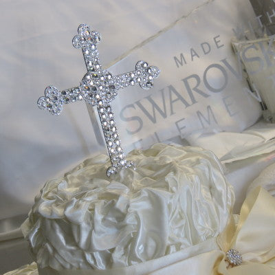 Cake Topper Swarovski Cross- 6" Tall Clear Crystal