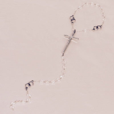Wedding Bouquet Rosary Rhinestone Cross
