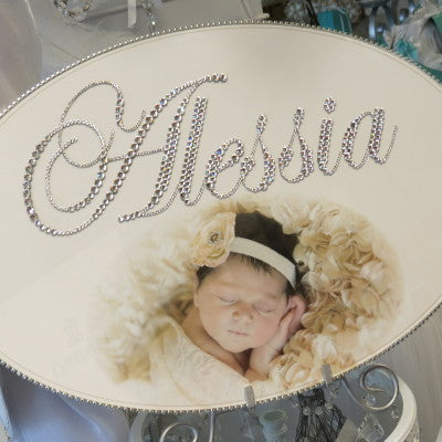 Keepsake Swarovski Plaque - Custom Baby Photo Centered Bottom & Personalization