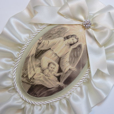 Keepsake Wooden Plaque- Capezzale Guardian Angel Ivory