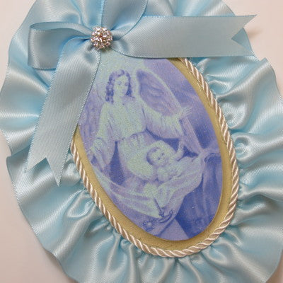 Keepsake Wooden Plaque- Capezzale Guardian Angel Baby Blue