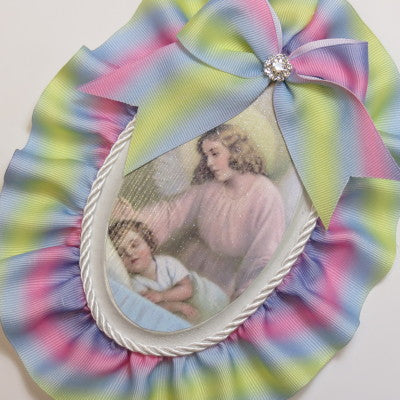 Keepsake Wooden Plaque- Capezzale Guardian Angel Rainbow