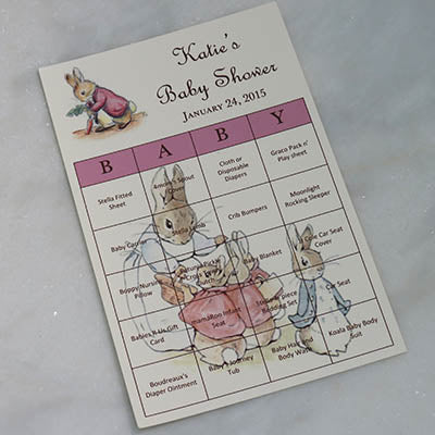 Baby Shower Bingo Card Peter Rabbit