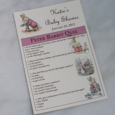Baby Shower Quiz Peter Rabbit