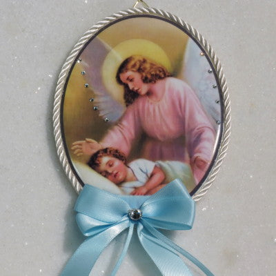 Keepsake Porcelain Plaque- Capezzale Guardian Angel Rainbow