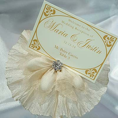 CRF Picasso Rhinestone Accent with Pleated Ruffle + Personalized Escort Card
