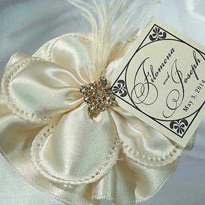 CRF Margherita Satin Rhinestone Square with Satin Ruffle + Personalized Card