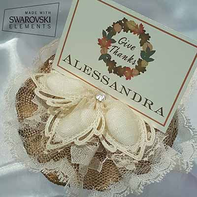 CRF Ariel Crystal with Double Lace and Burlap Ruffle + Personalized Placecard