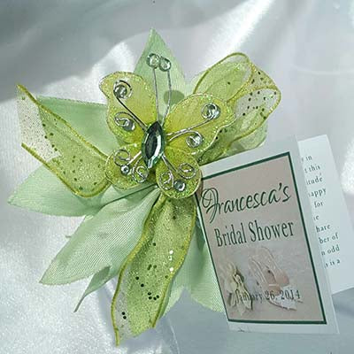 CRF Camelia Butterfly Accent with Wired Organza Ribbon Bow + Personalized Card