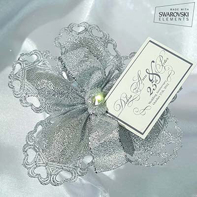 CRF Cuore Metallic Crystal with Organza Ribbon Bow + Personalized Card