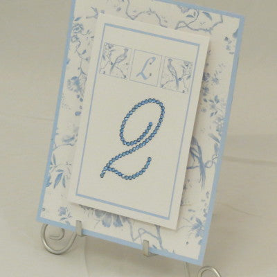 Table Sign w/ Easel - Two Layer Floating Swarovski/Toile