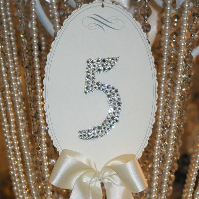 Table Sign Hanging - 2 Layer Floating Swarovski/Flourish